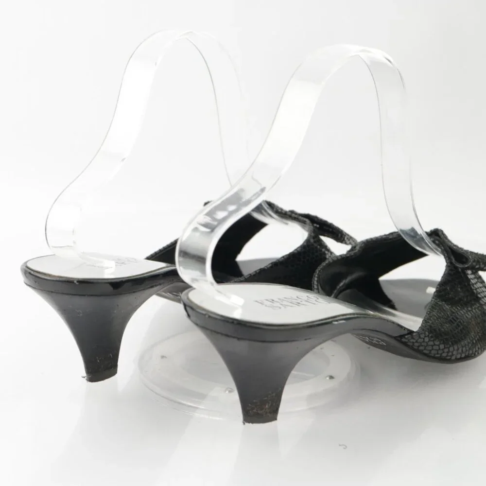 Franco Sarto Womens Narate Sandal Size‎ 9.5 Black Python Cone Heel Mule Slide